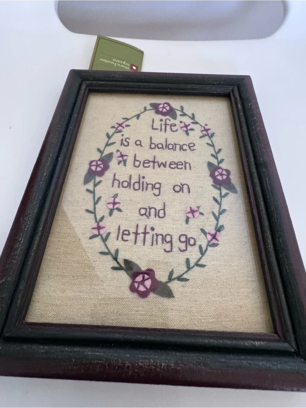 Life Quote Primitive Framed Stitchery Farmhouse Cottagecore Folk Art Wall Decor